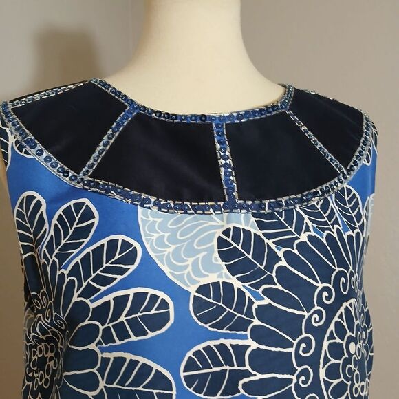 Tory Burch Blue Sheath Midi Dress Size 12 - Picture 7 of 14